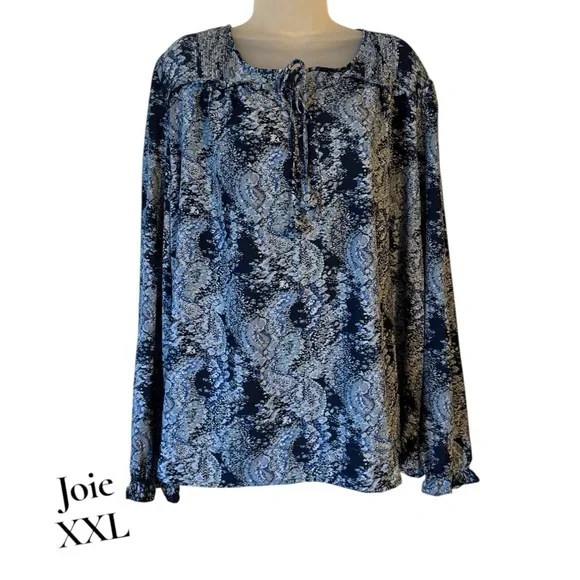 JOIE  PRETTY SHADES OF BLUE PRINT TOP   PLUS: 2X   #6 - Picture 3 of 13
